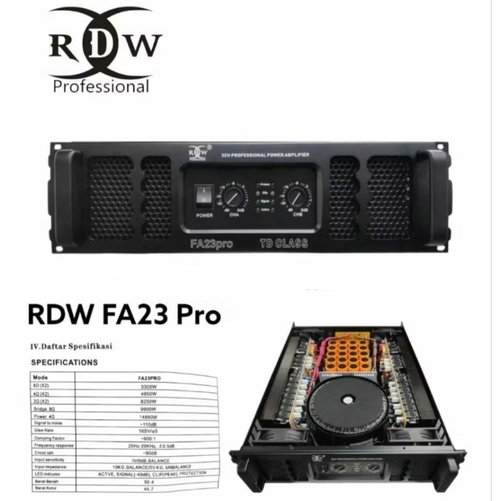 Power Ampilfier RDW FA23 Pro . RDW Power FA 23