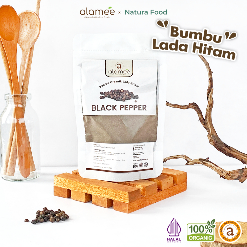 

ALAMEE Lada Hitam Bubuk Black Pepper Powder Bumbu Dapur Instan Blackpepper 50 Gram Organik