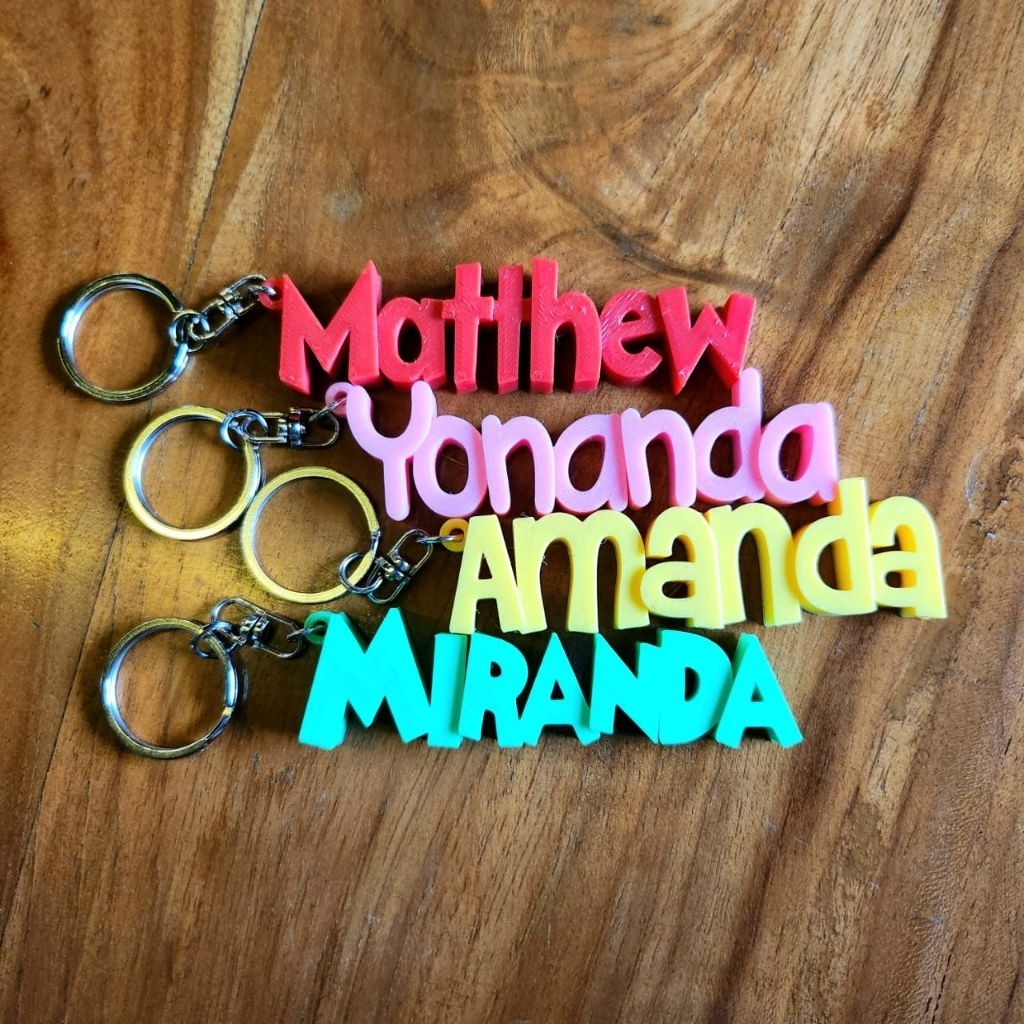 Gantungan Kunci 3D Print Warna Gantungan kunci Custom Nama Sovenir Gantungan Kunci Nama