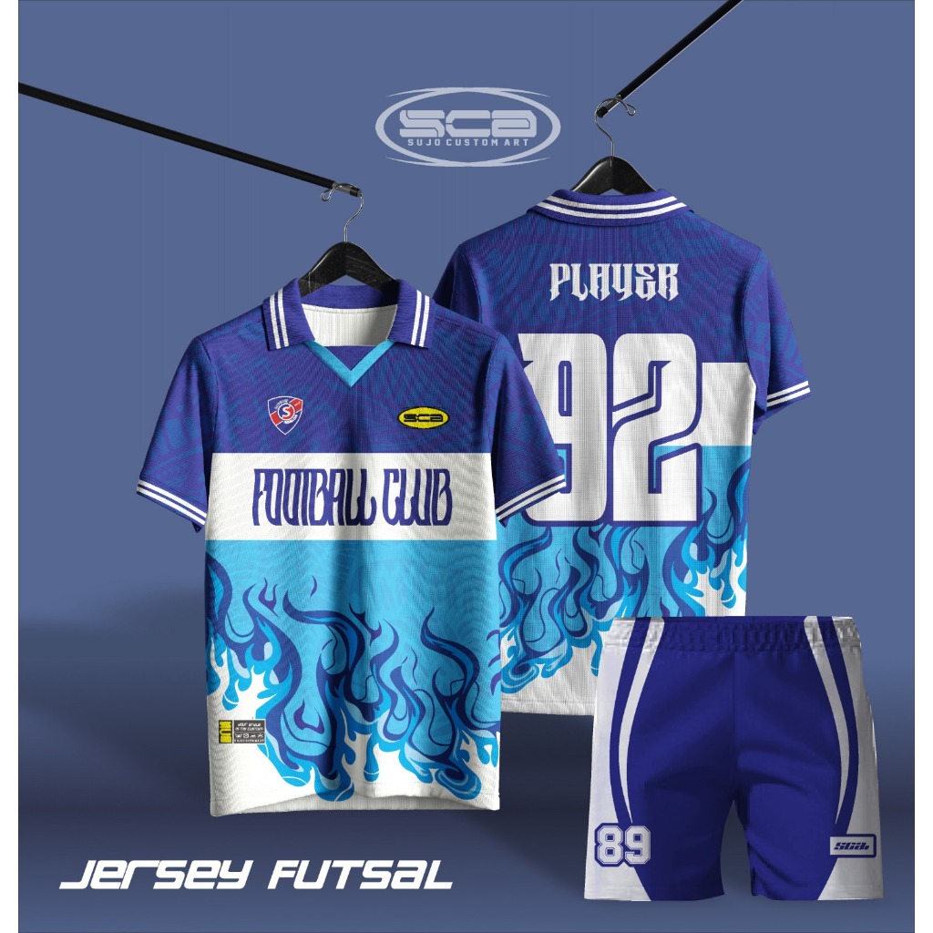 Baju Kaos football/futsal jersey MURAH SATUAN / LUSINAN Custom Nama nomor logo FULL PRINTING 11-20