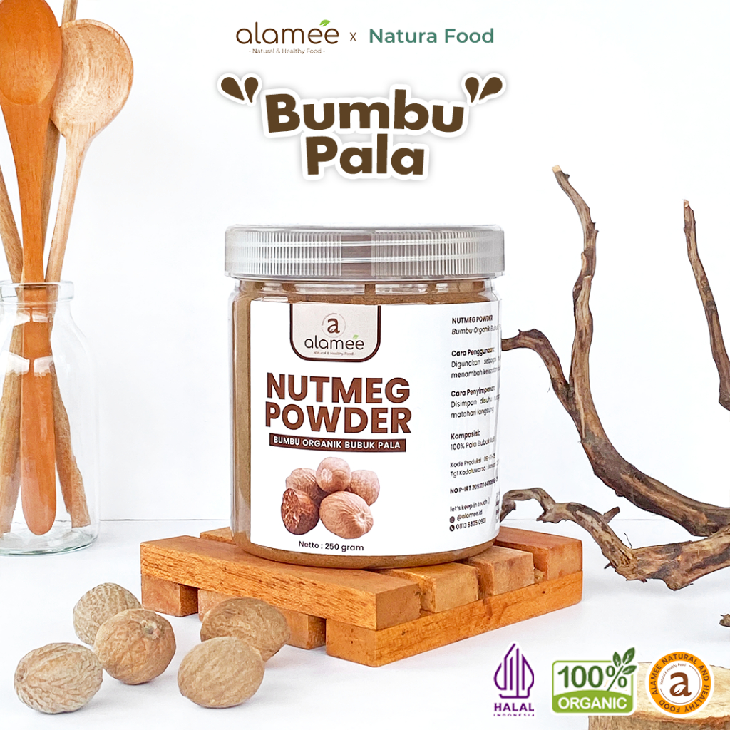 

ALAMEE Pala Bubuk Nutmeg Powder Bumbu Dapur Rempah Murni Asli Seasoning Organik