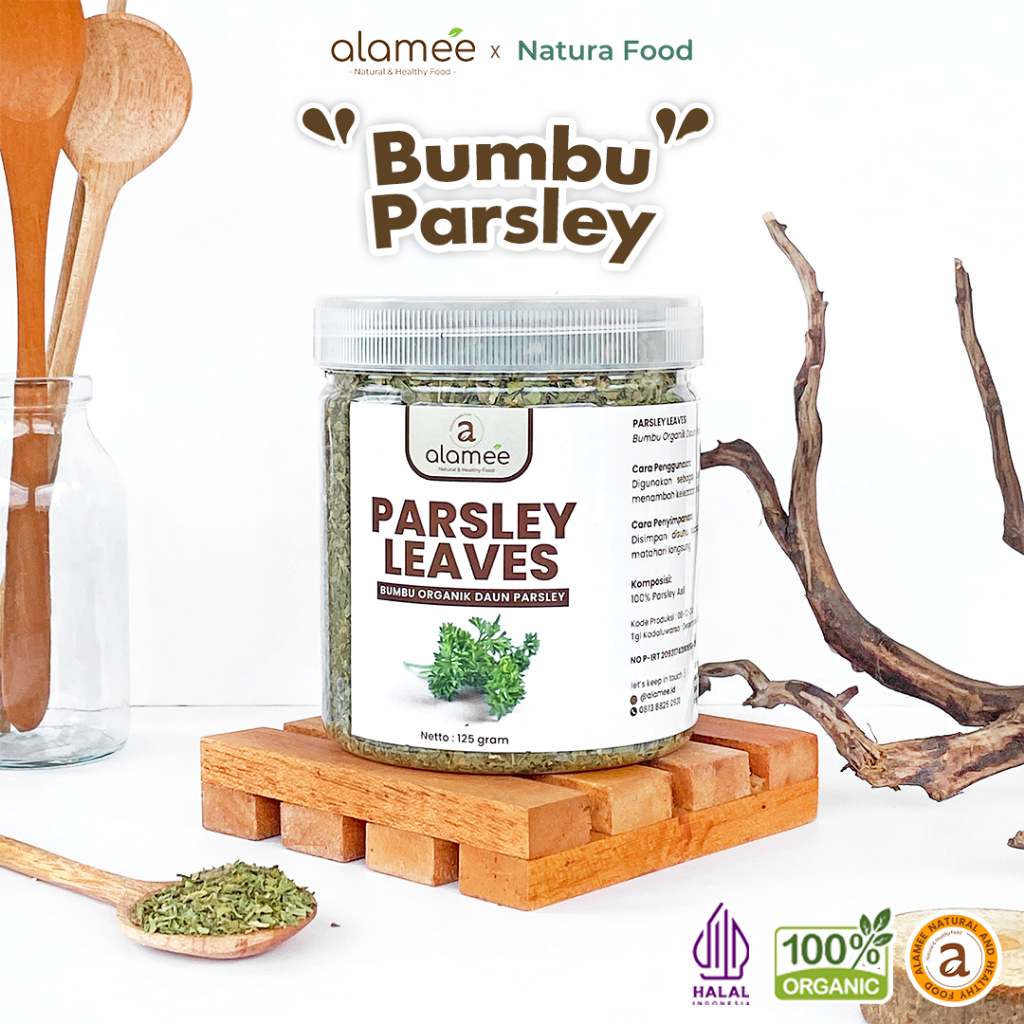 

ALAMEE Parsley Kering Daun Peterseli Dried Persley Flakes Leaves Bumbu Dapur Garnish 125gr