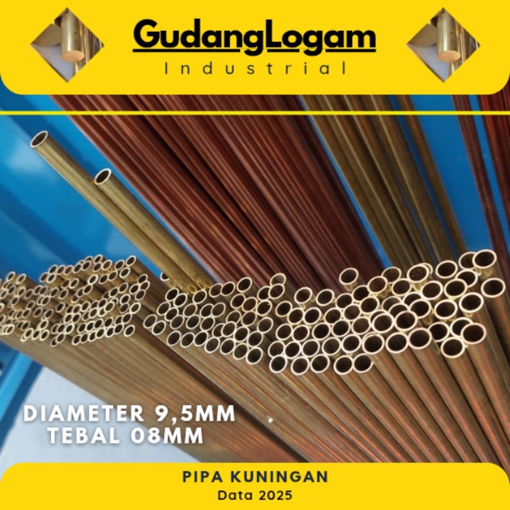 Logam Pipa Brass 9,5mm Tebal 0,8mm