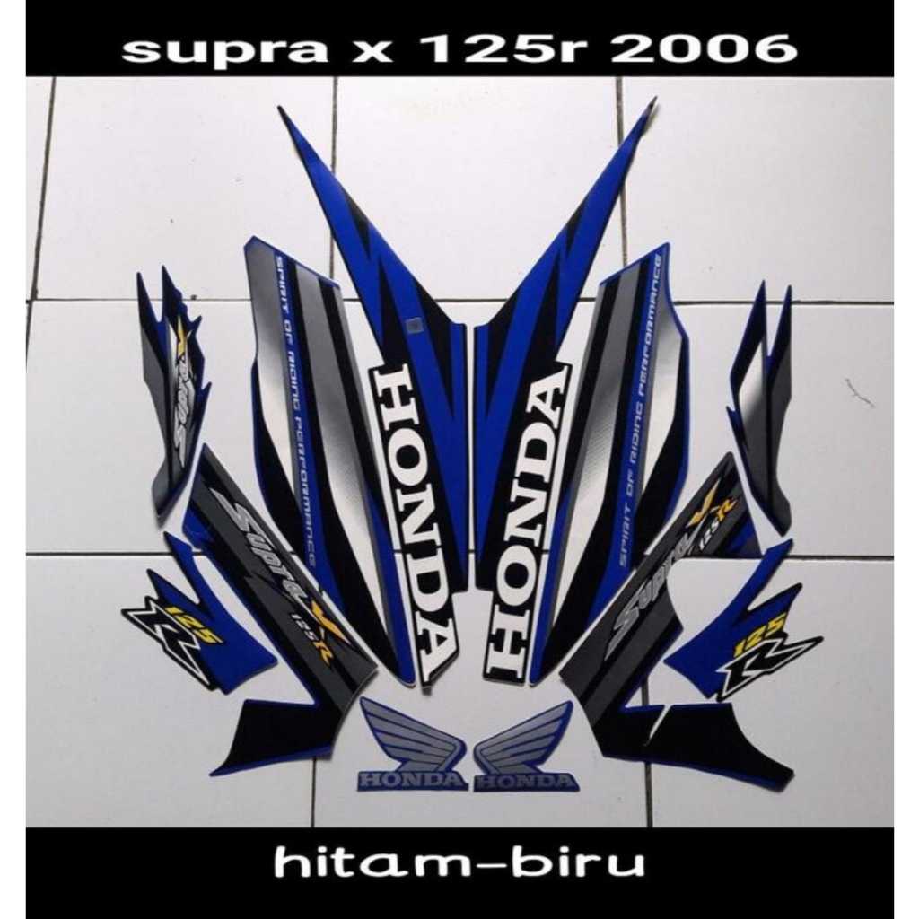 Striping Stiker Honda Supra X 125 R 2006 Biru List Body Standar Motor Honda Supra X 125 R 2006