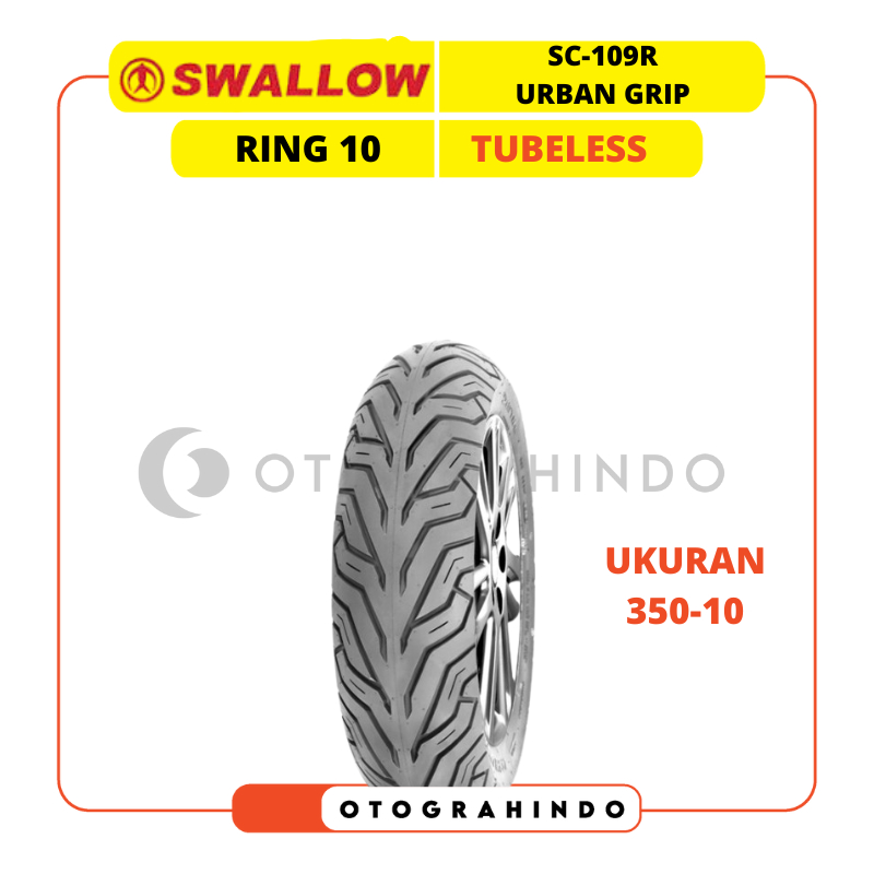 BAN LUAR MOTOR VESPA SCOOTER MATIC SWALLOW SC-109R URBAN GRIP RING 10 TUBELESS UKURAN 350-10 TUBLESS