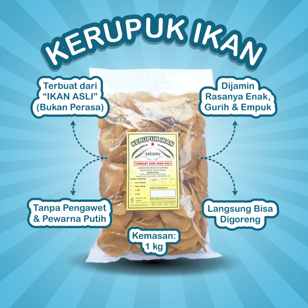 

Kerupuk Ikan Sekamu Kemasan 1 kg