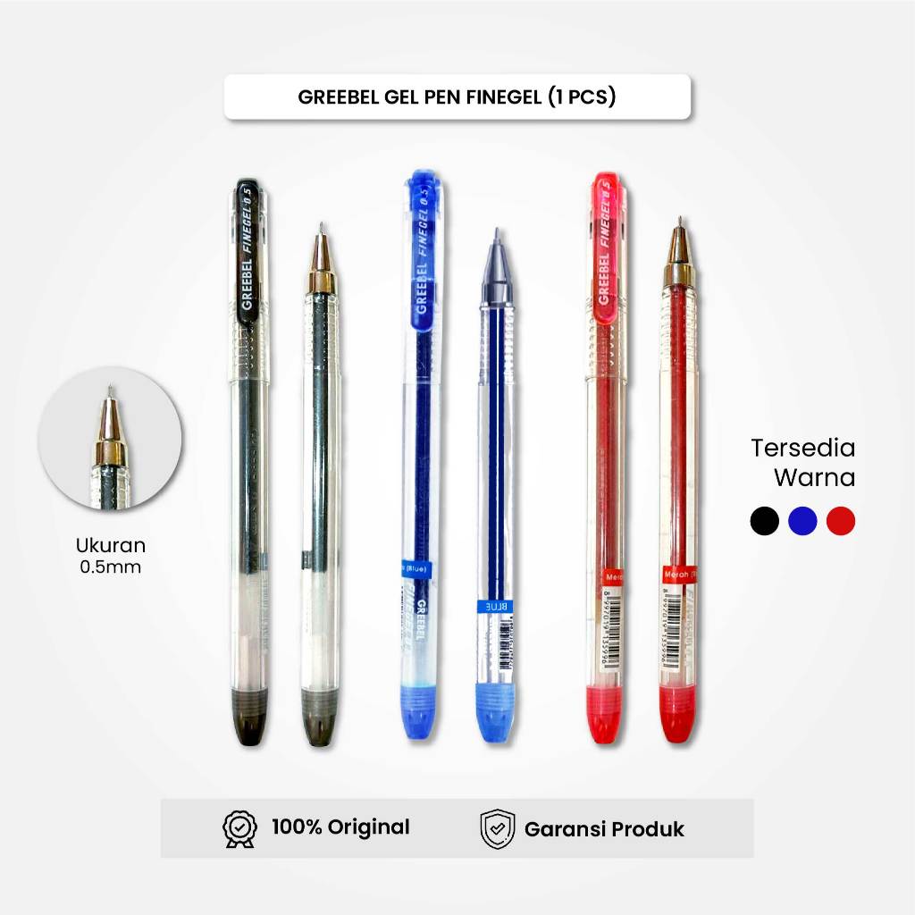 

GREEBEL Gel Pen Pulpen Pena Grebeel Fine Gel 0.5 (3PCS/SET) / Pulpen Gel Murah Grosir