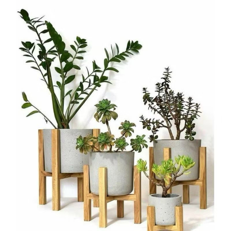 standing planter standing pot kayu tatakan pot tanaman kayu minimalis aesthetic  / rak pot kayu mini