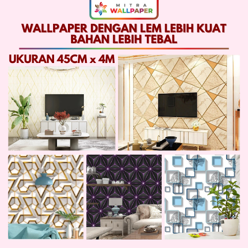 Wallpaper Dinding Ruang Tamu Minimalis Wallpaper Kamar Tidur 3D Stiker Motif Berlian Geometris Mewah