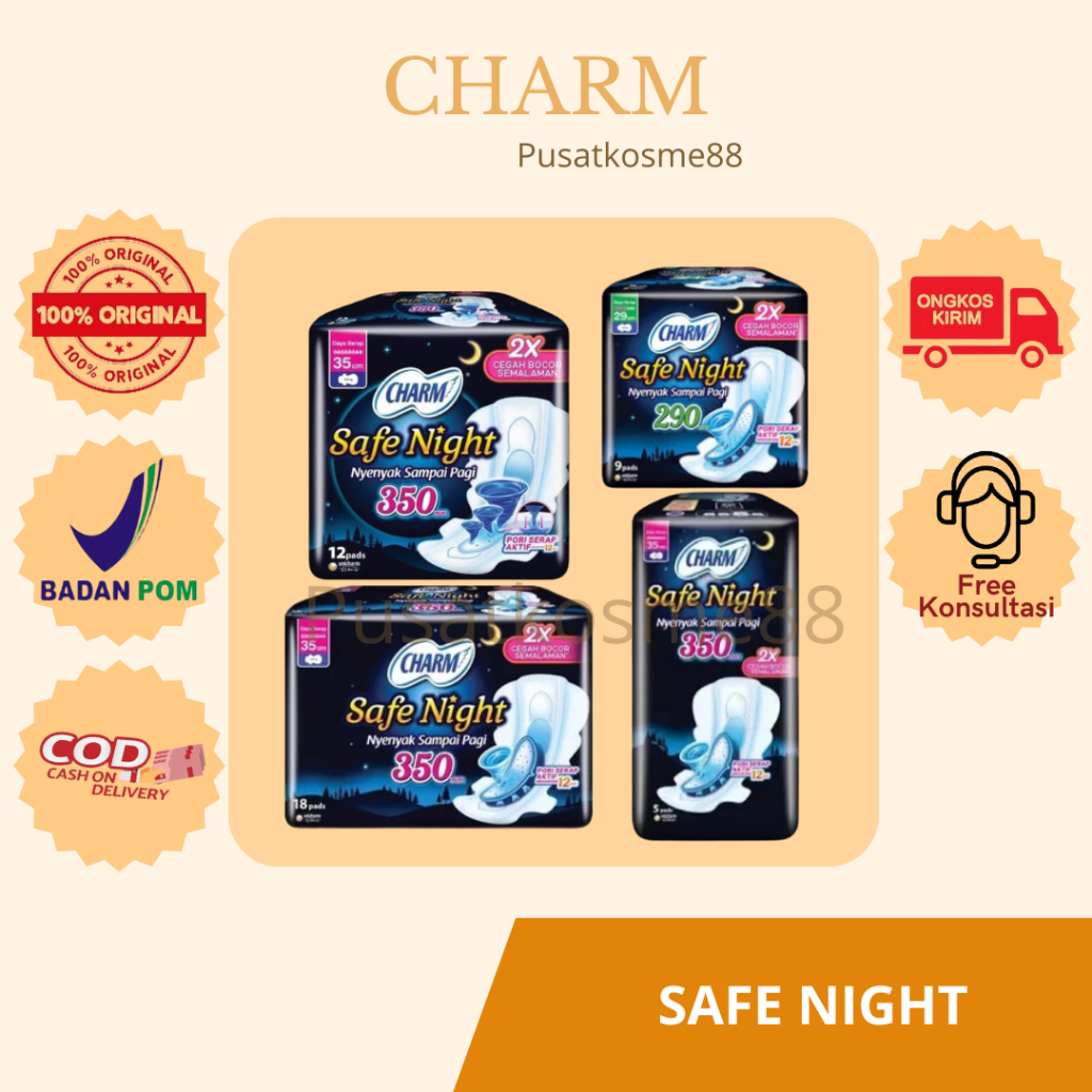 Charm Pembalut Safe Night 29cm 35cm