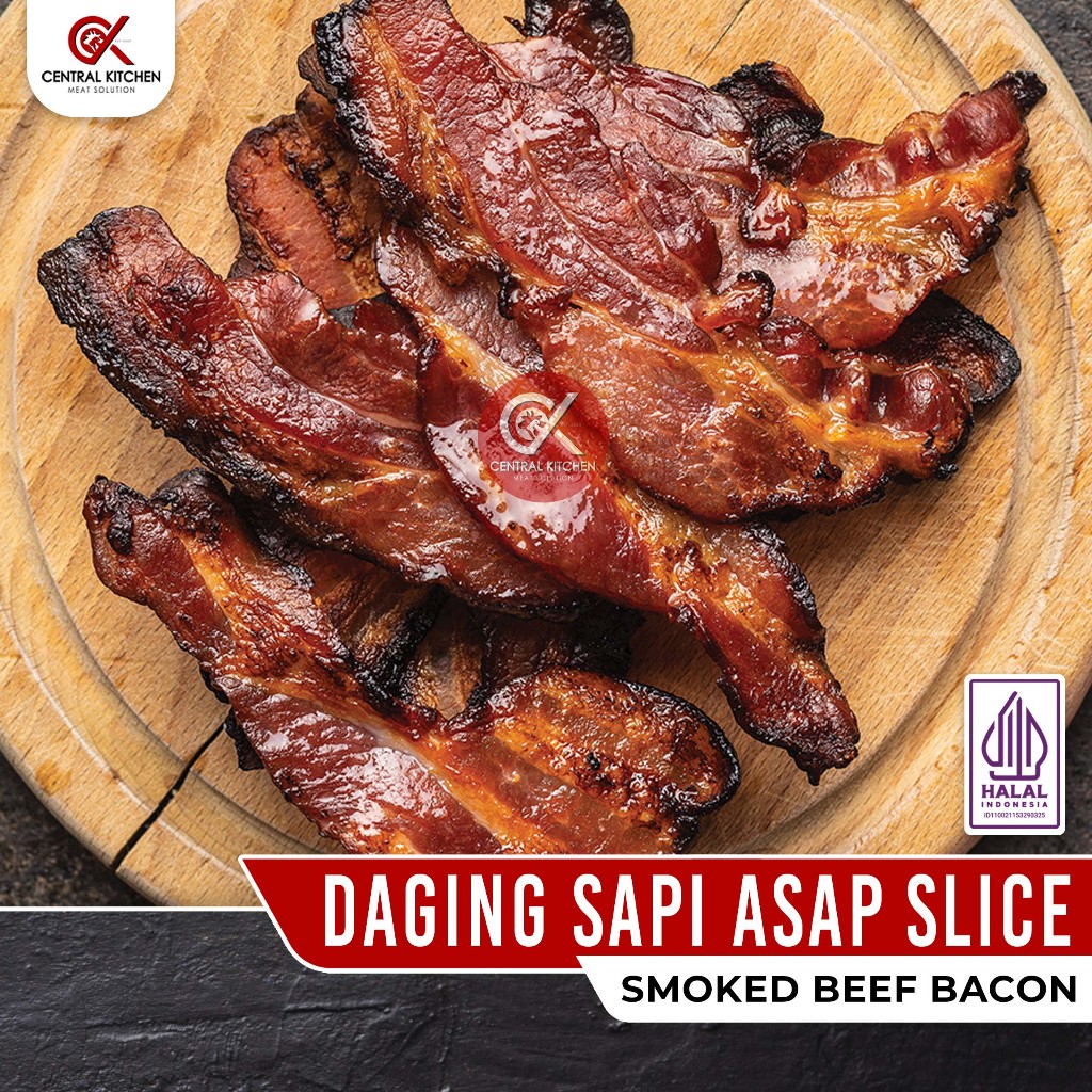 

SMOKE BEEF BACON FROZEN PREMIUM 150gr / Daging Sapi Asap Slice Halal