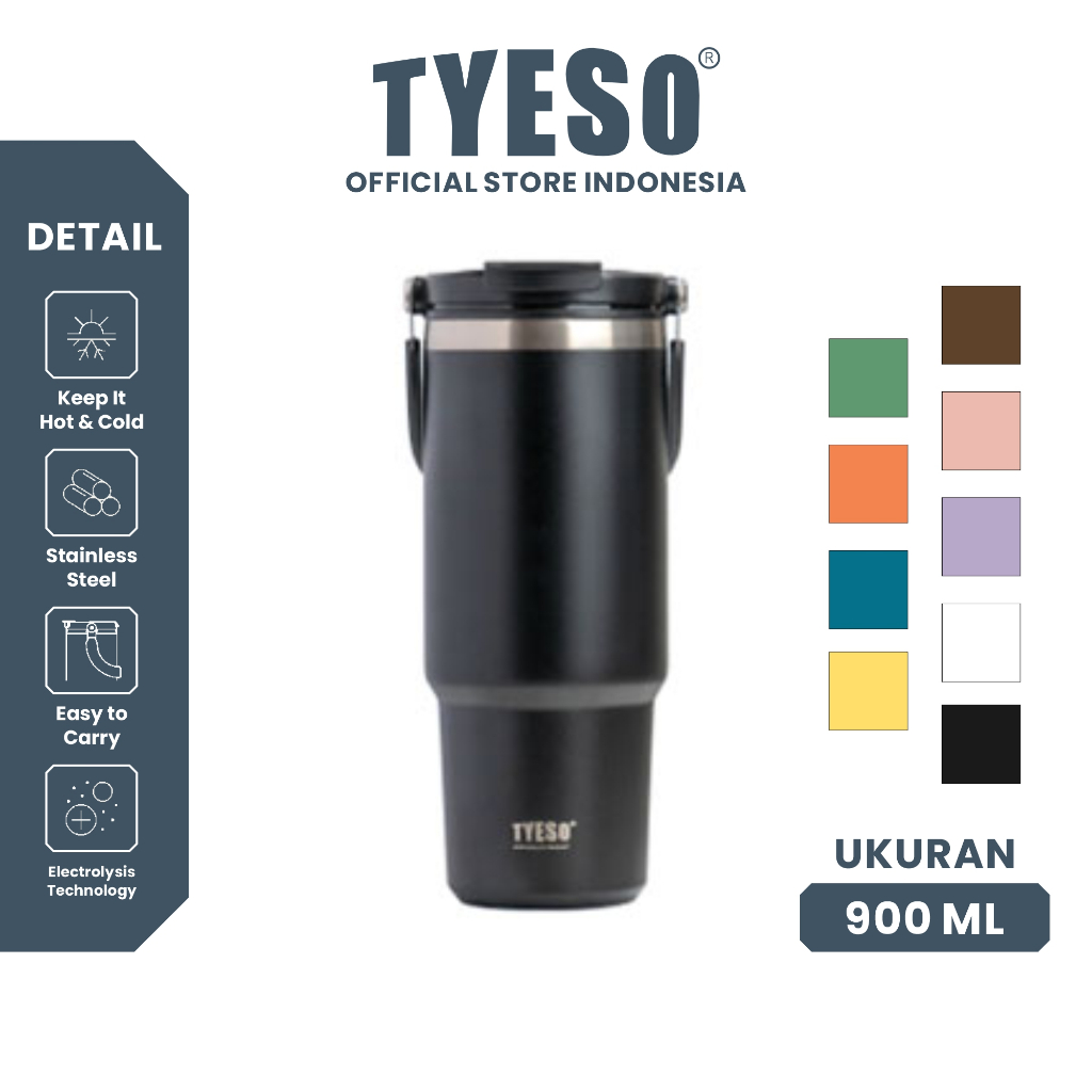 Tyeso Tumbler Minum  900ml TS-8828 Stainless Vacuum Insulated Portable Thermos