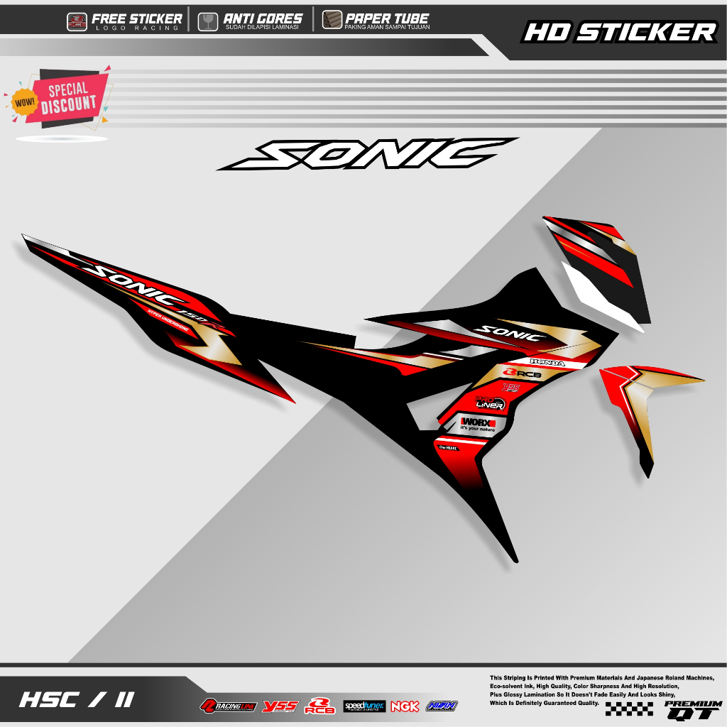 Striping Variasi Honda Sonic 150R / Sticker Honda Sonic variasi motif simple keren kode 11