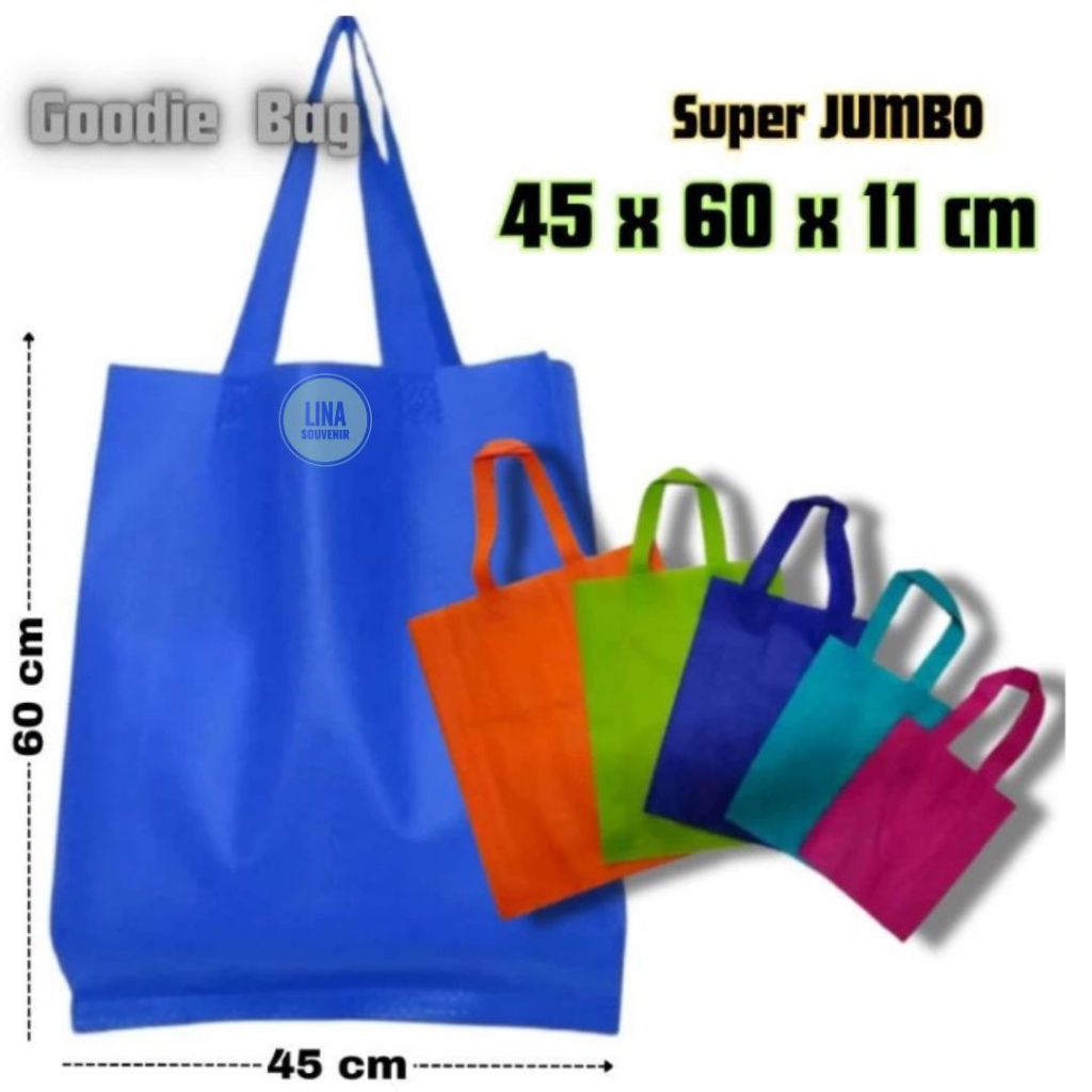 

Tas spunbond goodie bag 45x60x10 cm tas kain belanja tas souvenir promosi,ultah,polos,sablon