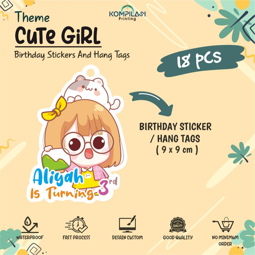 

Cetak Hang Tag & Stiker Ulang Tahun tema CUTE GIRL ( 18 PCS ) / Label Tag Ulang Tahun Murah / Hang Tag Ulang Tahun / Tag Souvenir