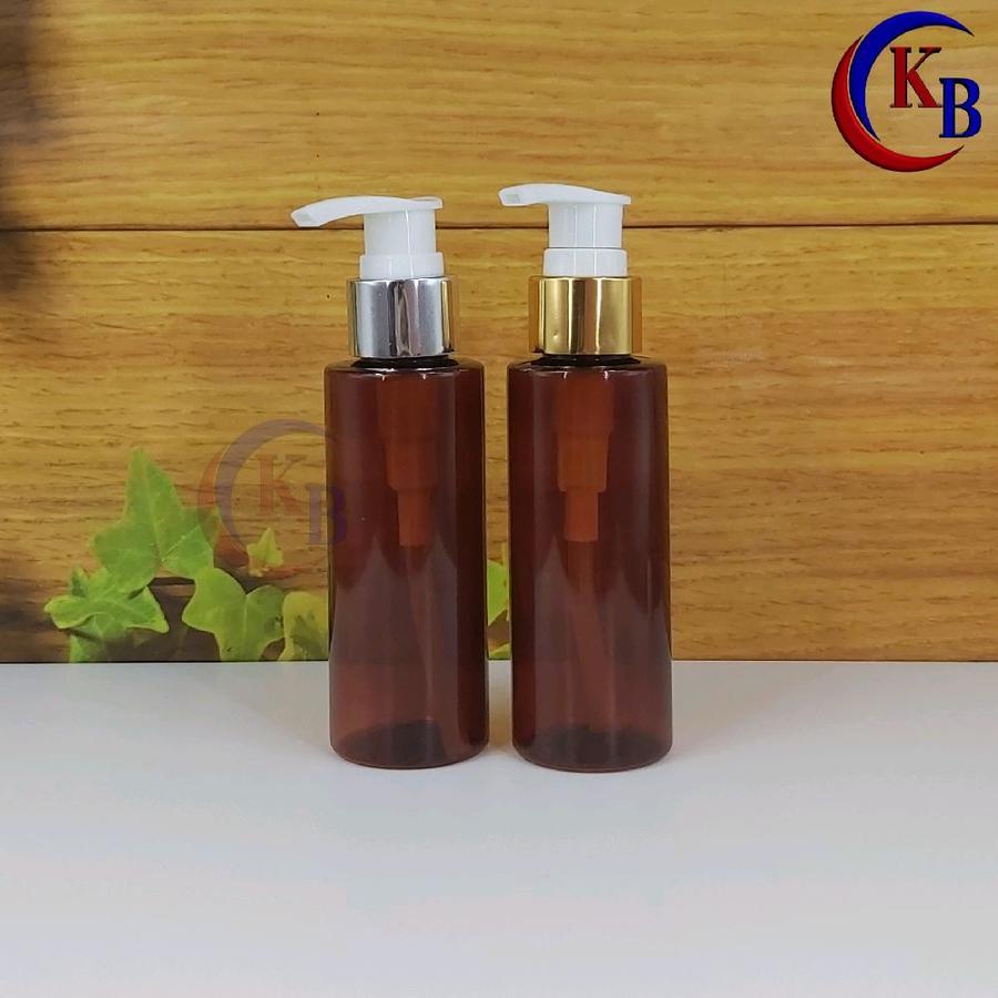 BOTOL LOTION PUMP 100 ML ALUMUNIUM / BOTOL PLASTIK PET RF COKLAT 100ML