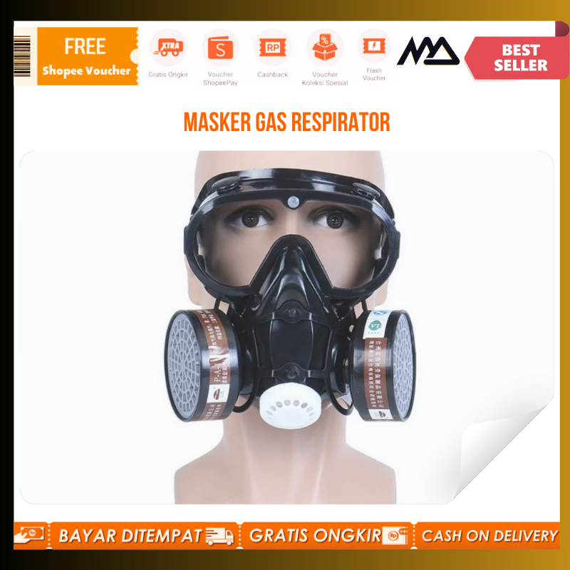 Masker Gas Respirator Full Face with Activated Carbon Filter / Masker Gas Respirator