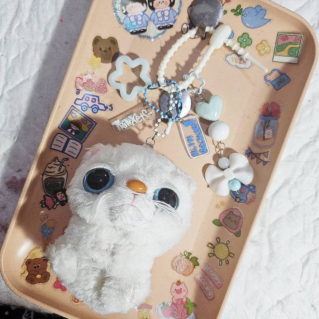 /ᐠ˵- ⩊ -˵マ gantungan kunci / keychain plush boneka kucing putih mata biru /ᐠ˵- ⩊ -˵マ