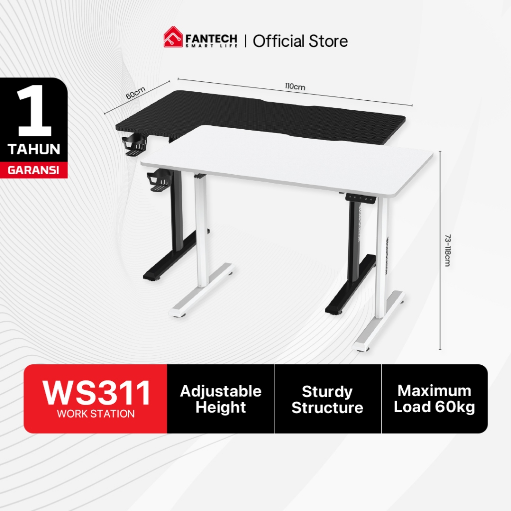 Fantech Meja Komputer Elektrik Adjustable Standing Desk Electric Work Station WS311 WS414 Meja Belaj