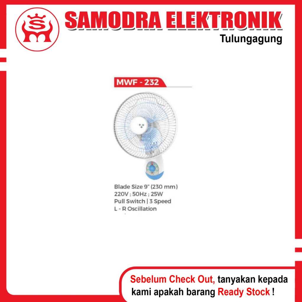 Kipas Angin MASPION MWF-232 | Kipas Dinding Ukuran 9 Inch