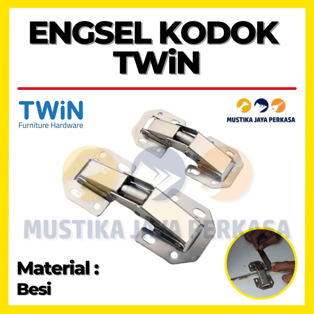 Sepasang Engsel Kodok TWIN 90° Full Bengkok Engsel Lemari Laci kabinet Hardware Furniture Include Se