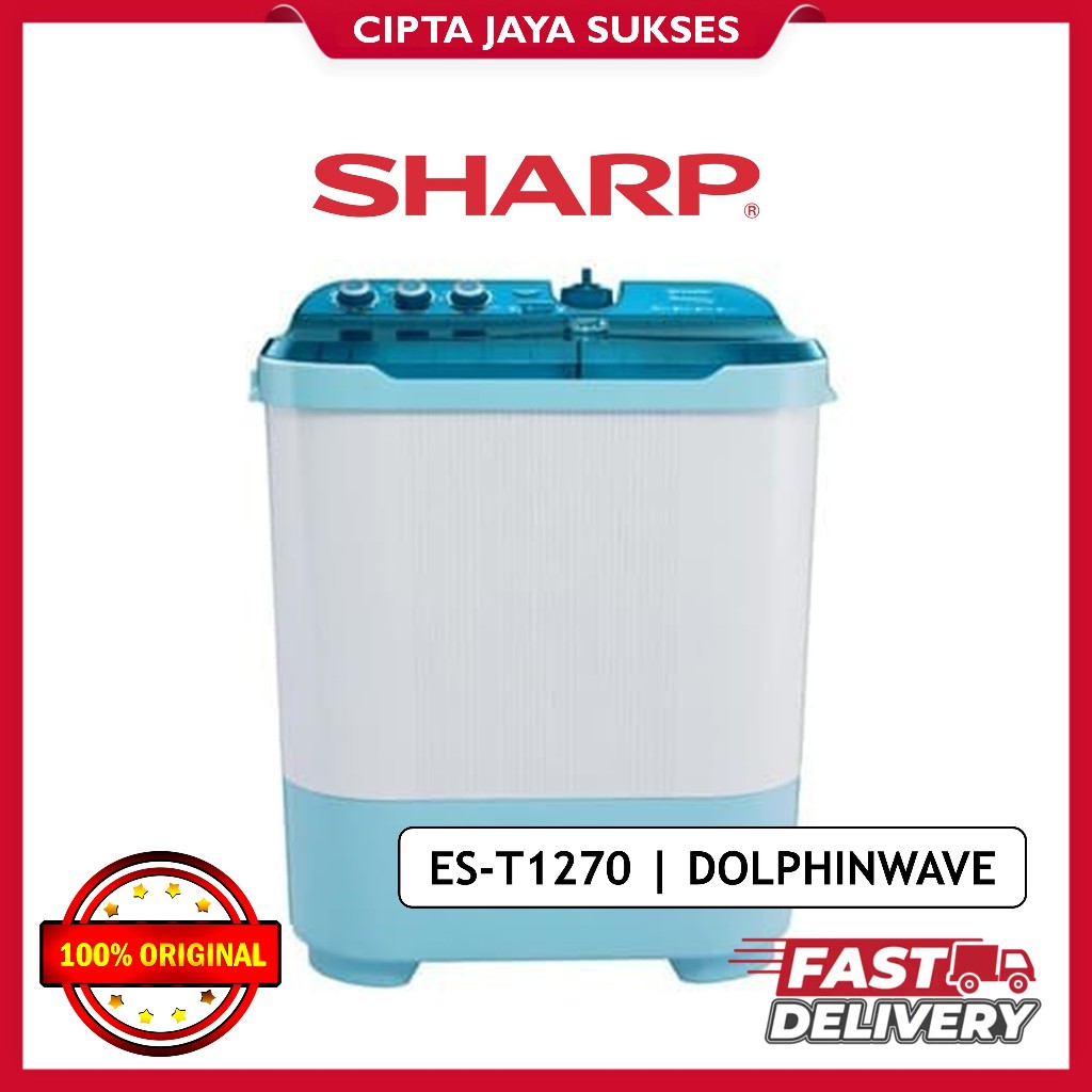 MESIN CUCI SHARP 12KG 2 Tabung SHARP EST 1270 12 KG EST1270 T1270 GARANSI RESMI