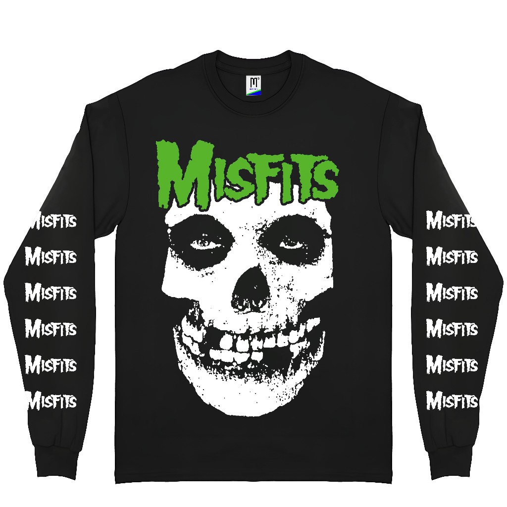T shirt LONG SLEEVE MISFITS LOGO PUNK | Kaos band | Kaos metal | Kaos Oversize | Tag Merchcons