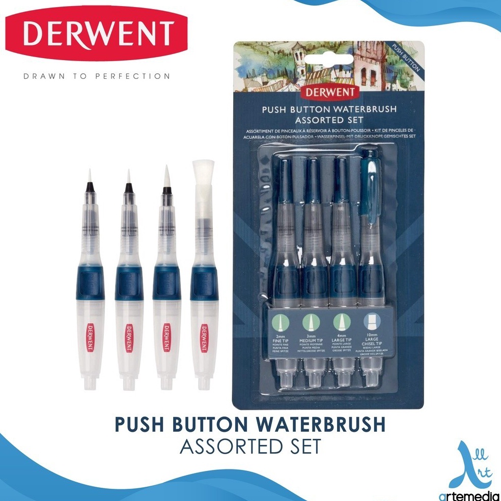 

KODE A95V Derwent Push Button Water Brush Assorted Set Kuas Lukis
