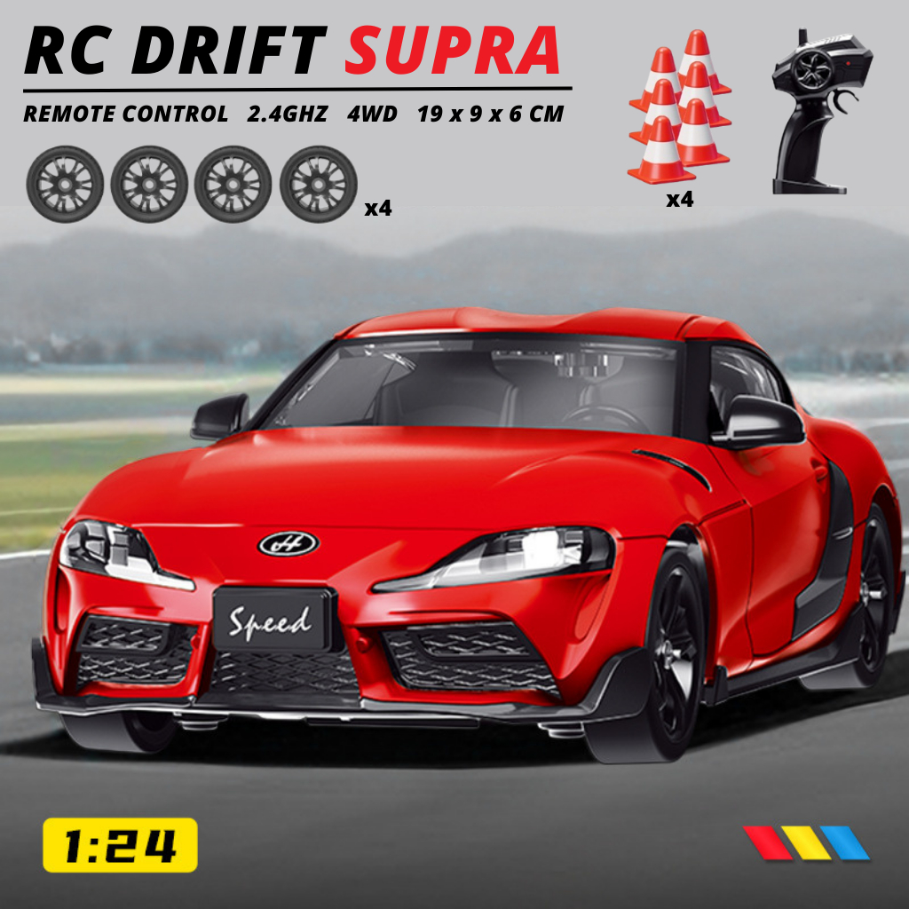 Remote Control RC Drift JDM Supra Police Car 1:24 with Lights 4WD Hadiah Gift Mainan Anak RC Drift