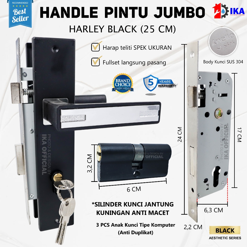 SALE Kunci Pintu Besar BLACK SERIES / Handle Pintu Besar HITAM /Handle Pintu Hitam Set Gagang Pintu