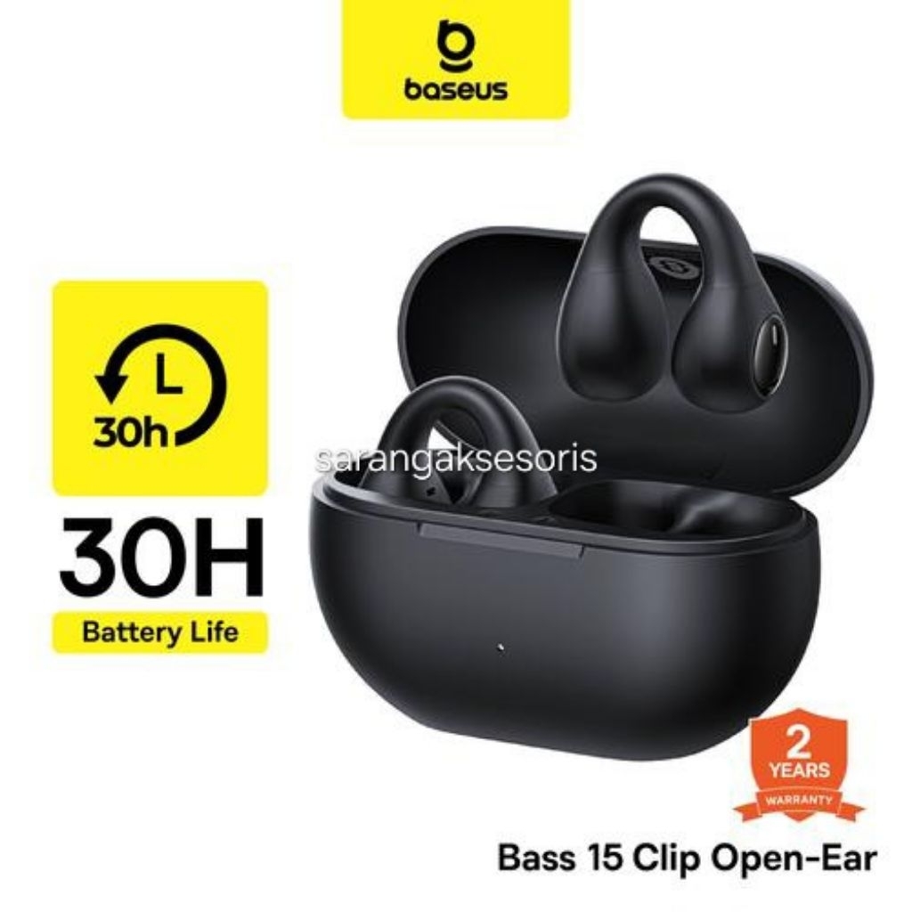 Baseus 15 Clip On Open Ear TWS Earphone Wireless Headset Bluetooth Sport Earbuds