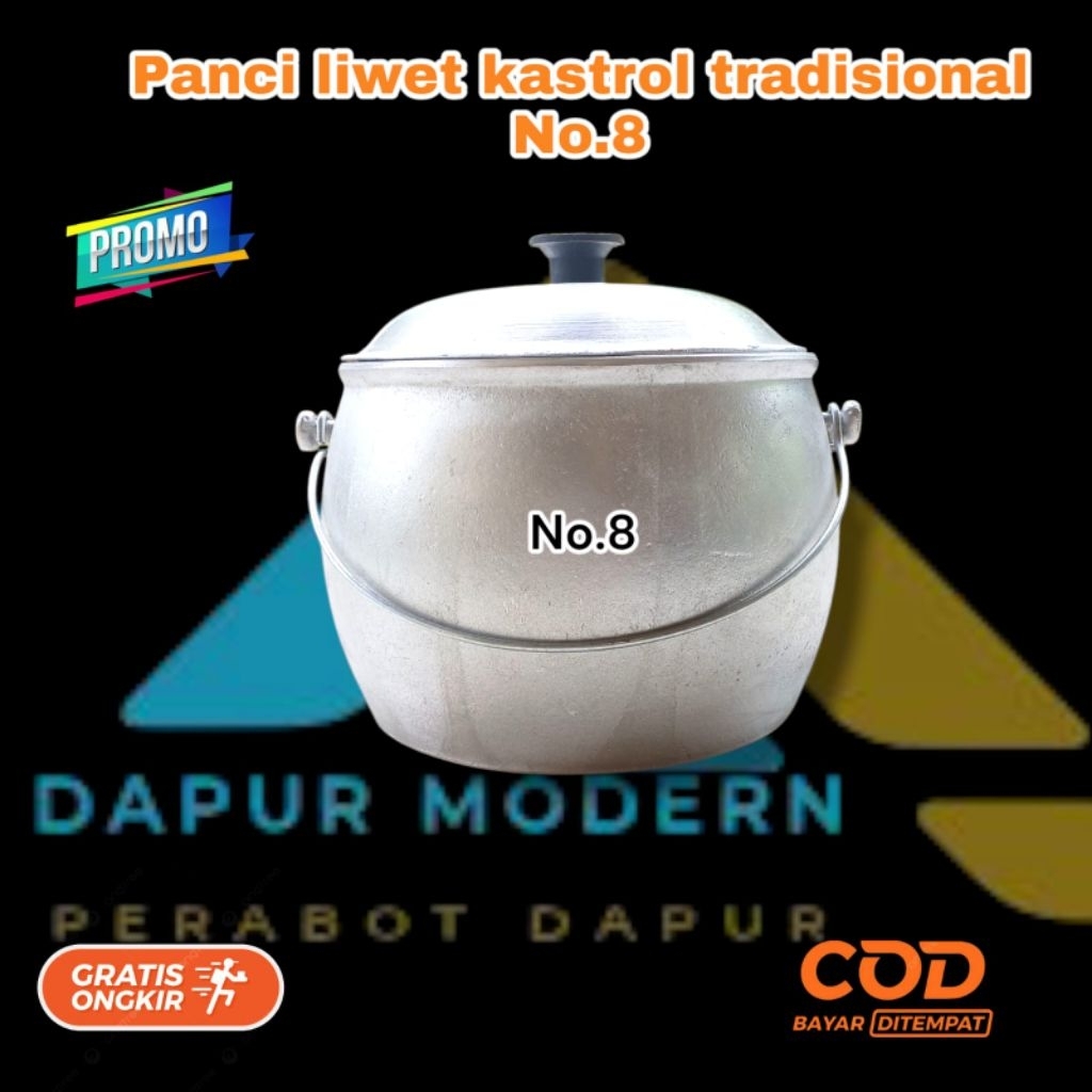 kastrol liwet panci liwet tradisional No.8 kapasitas 2 liter bahan alumunium cor tebal BINTANG SATU