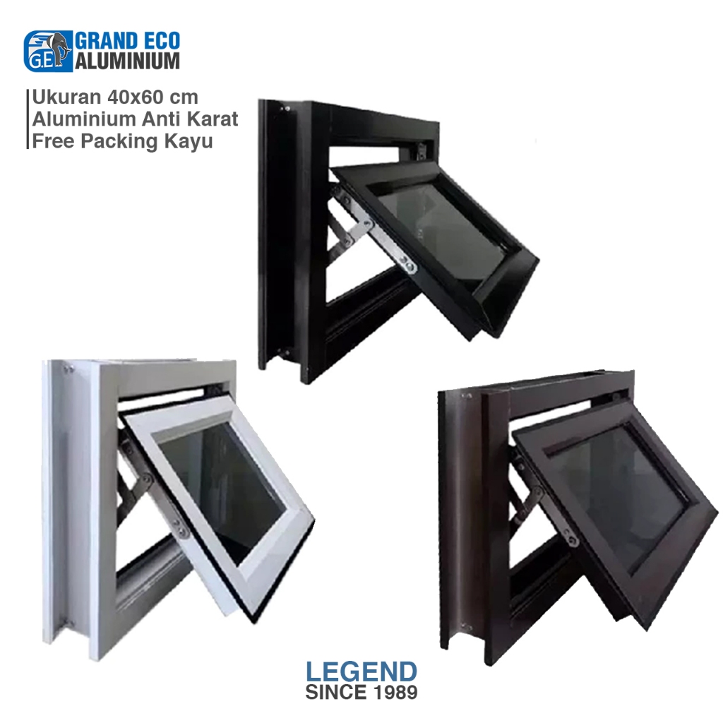 Jendela boven Kamar Mandi Aluminium Buka Tutup