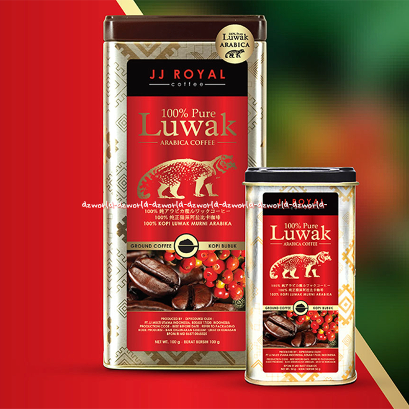 

JJ Royal 100% 100gr Pure Luwak Arabica Coffee Kopi Bubuk Kemasan Kaleng Merah Kopi Premium