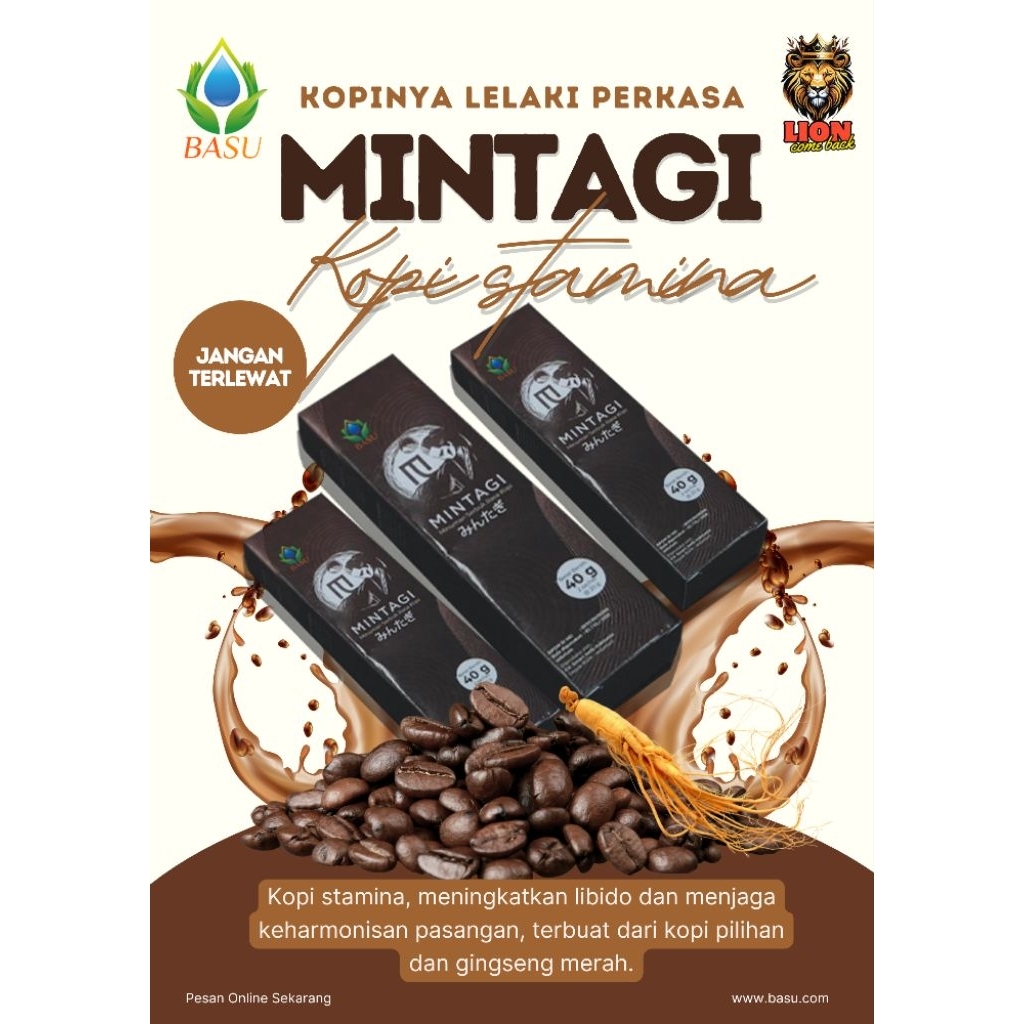 

Kopi MINTAGI BASU, kopi kuat, kopi stamina, isi 3box 9saset