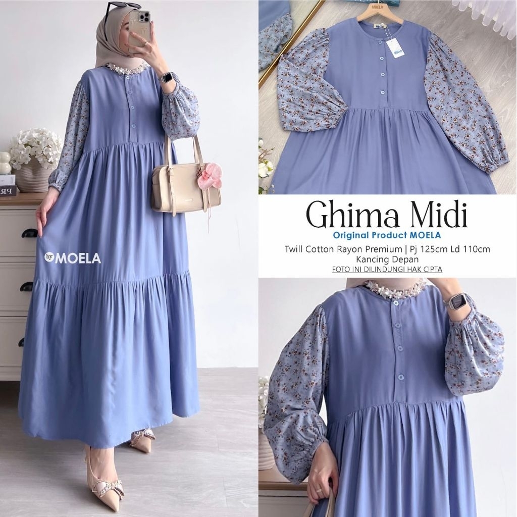 Ghima / Sesan MIDI Dress Kombinasi Original by Moela