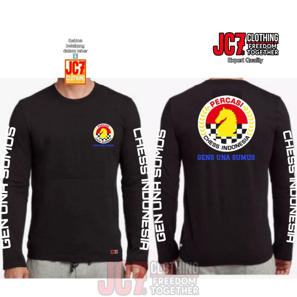 Jc7 Clothing Kaos sablon CATUR PERCASI CHESS Lengan Panjang Cotton Combed 24S
