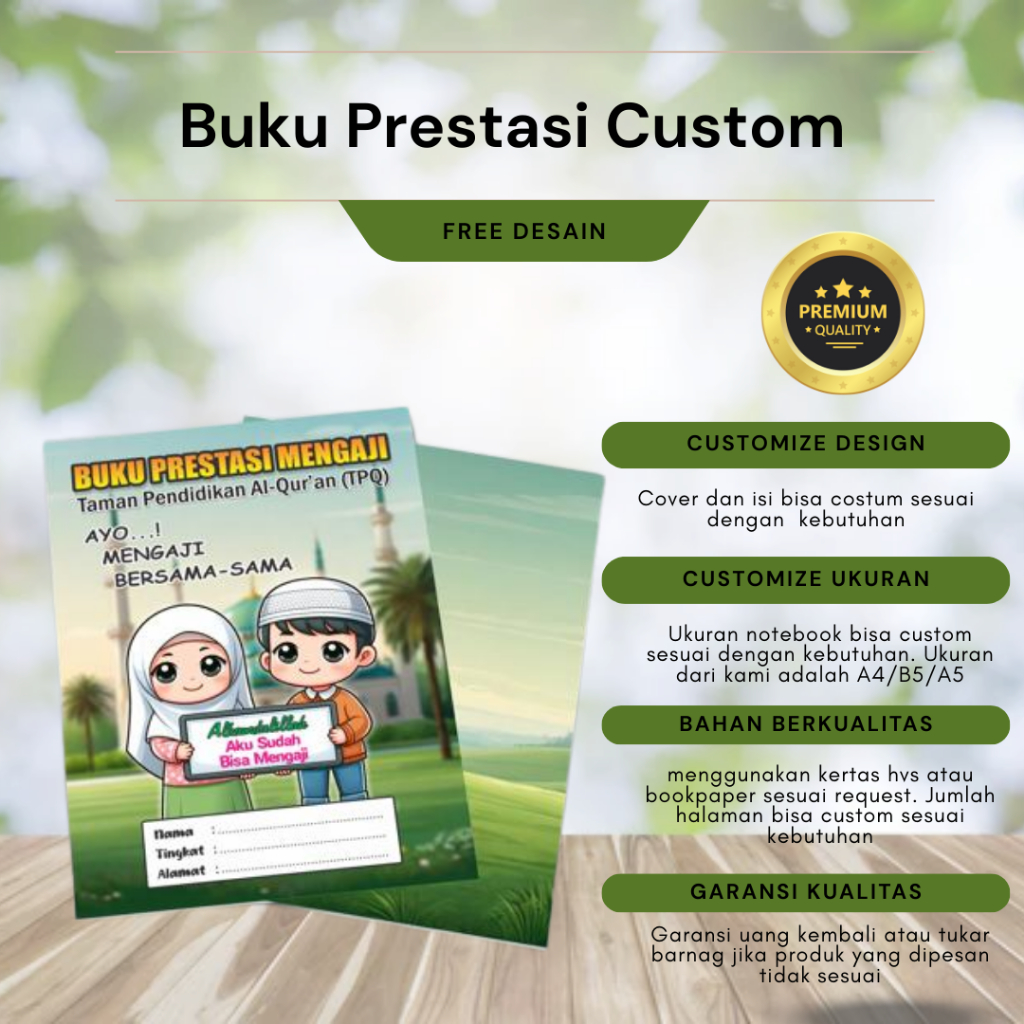 

Buku Prestasi Mengaji Custom TPQ/TKQ – Desain Nama & Logo Sekolah Bisa (AJ-Custom)