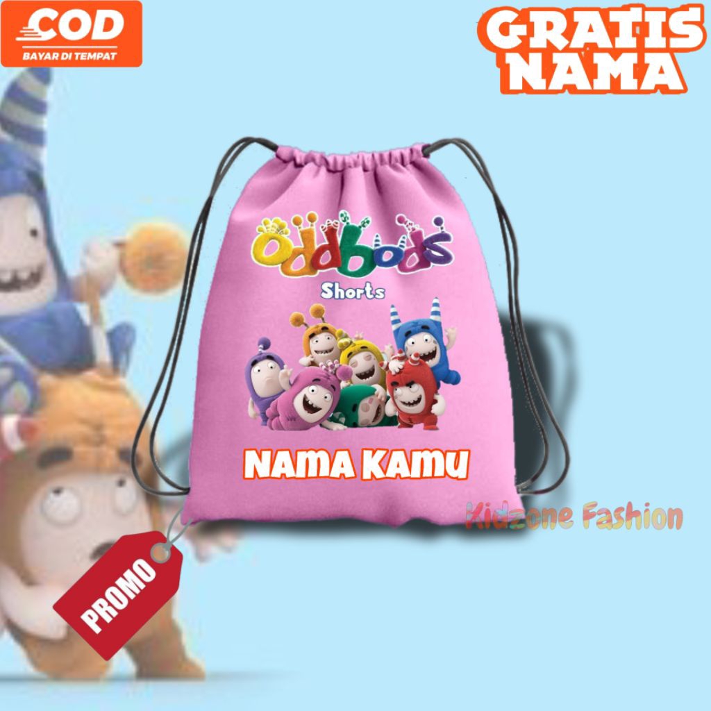Tas Serut Anak ODDBODS/Tas Free Nama/Tas Sekolah/Tas Olahraga/Tas Ngaji