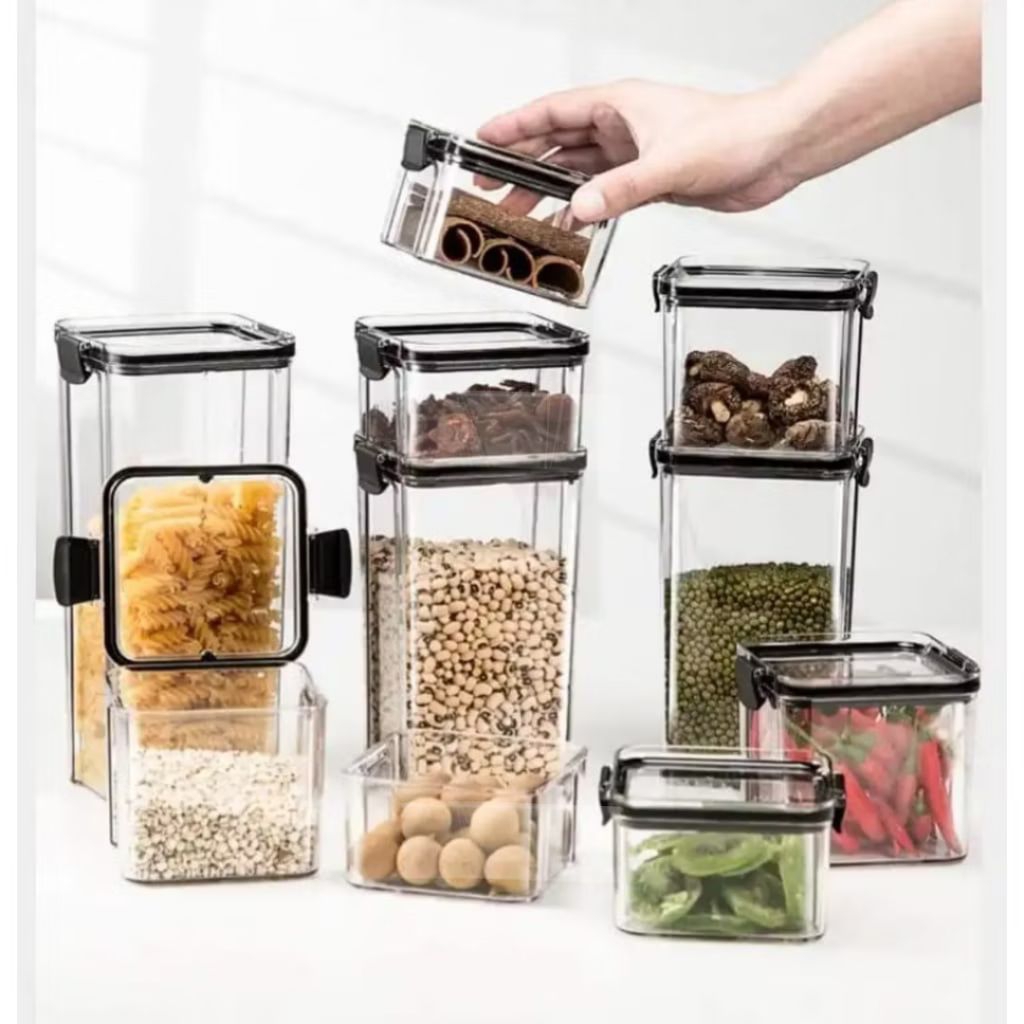 Toples Plastik Besar Kedap Udara Putih Aesthetic Wadah Snack Jumbo Transparan Wadah Bening Serbaguna