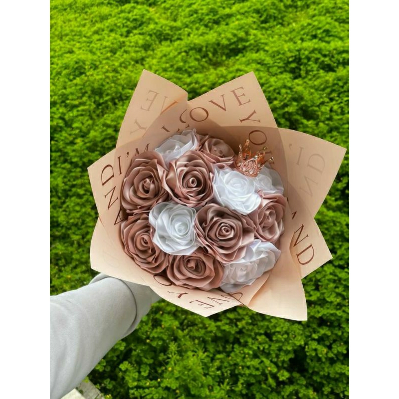 Buket bunga pita satin 5 tangkai bunga