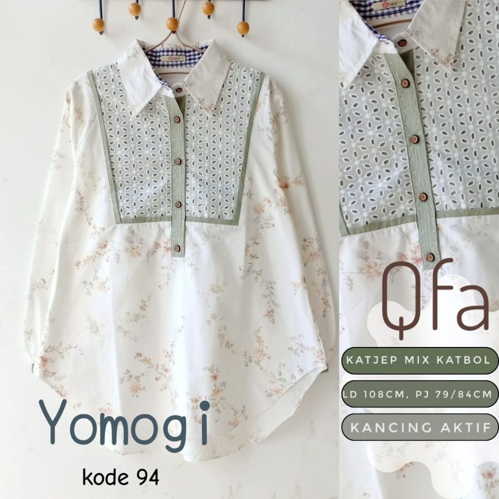 YOMOGI TUNIK WANITA BAHAN KATUN JEPANG PREMIUM MOTIF BUNGA BY QFA