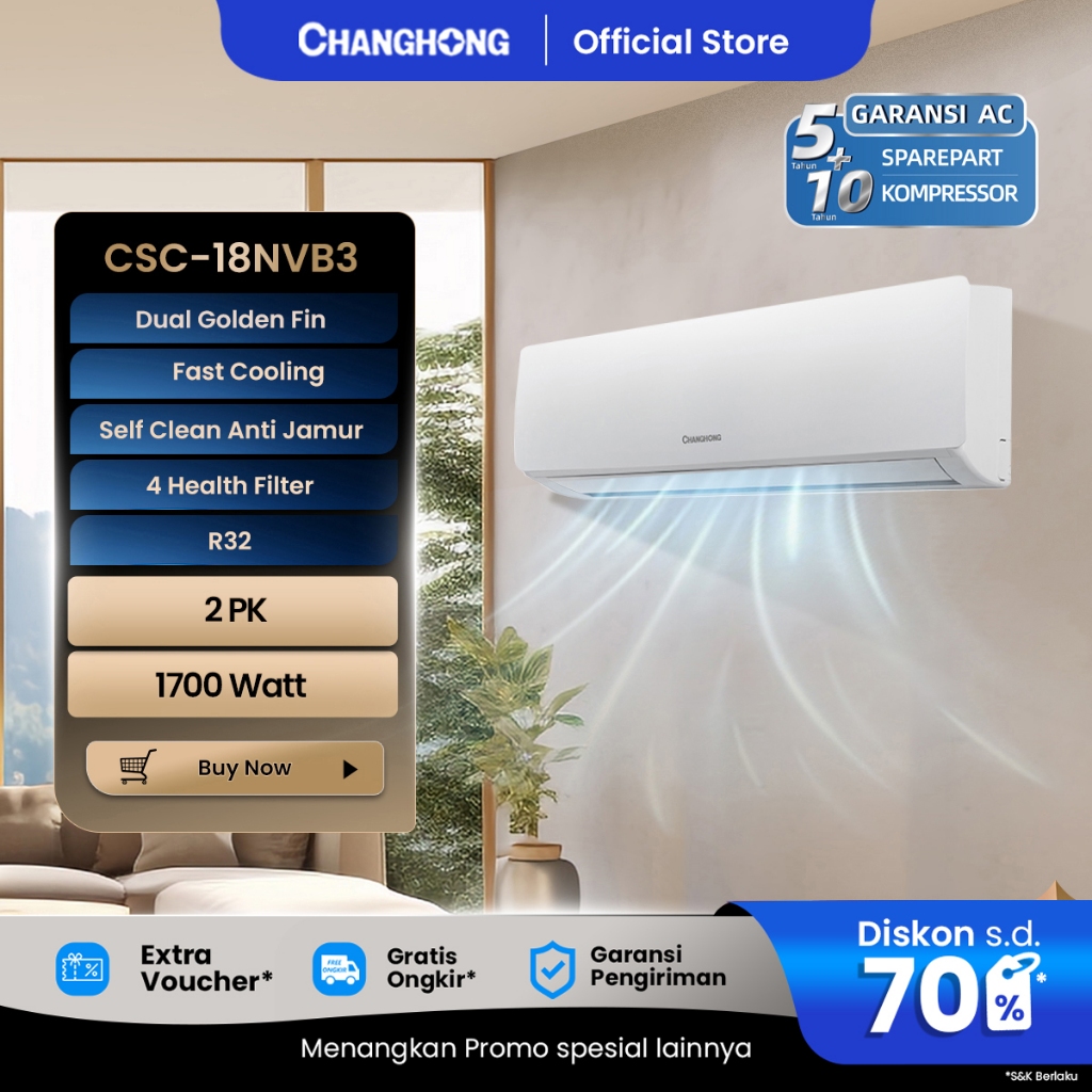 Changhong AC Split Dinding CSC-18NVB3 - 2PK Standard