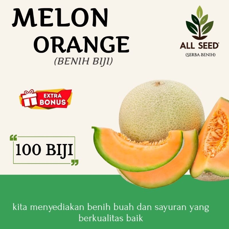 Benih melon orange isi (±100 biji), bibit biji melon orange, melon redsweet