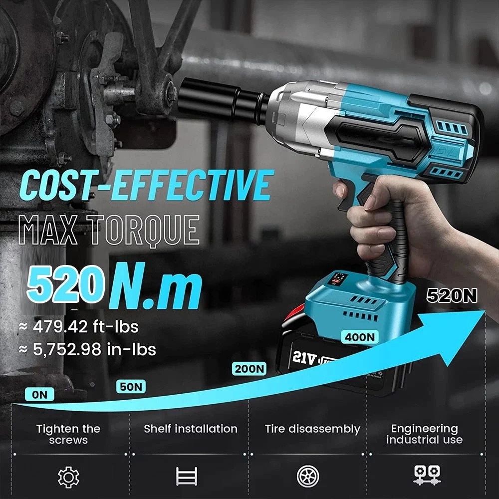 Cordless Impact Wrench Brushless Kunci Impact Baterai 288V/588V Electric Impact Wrench Spanner Sets