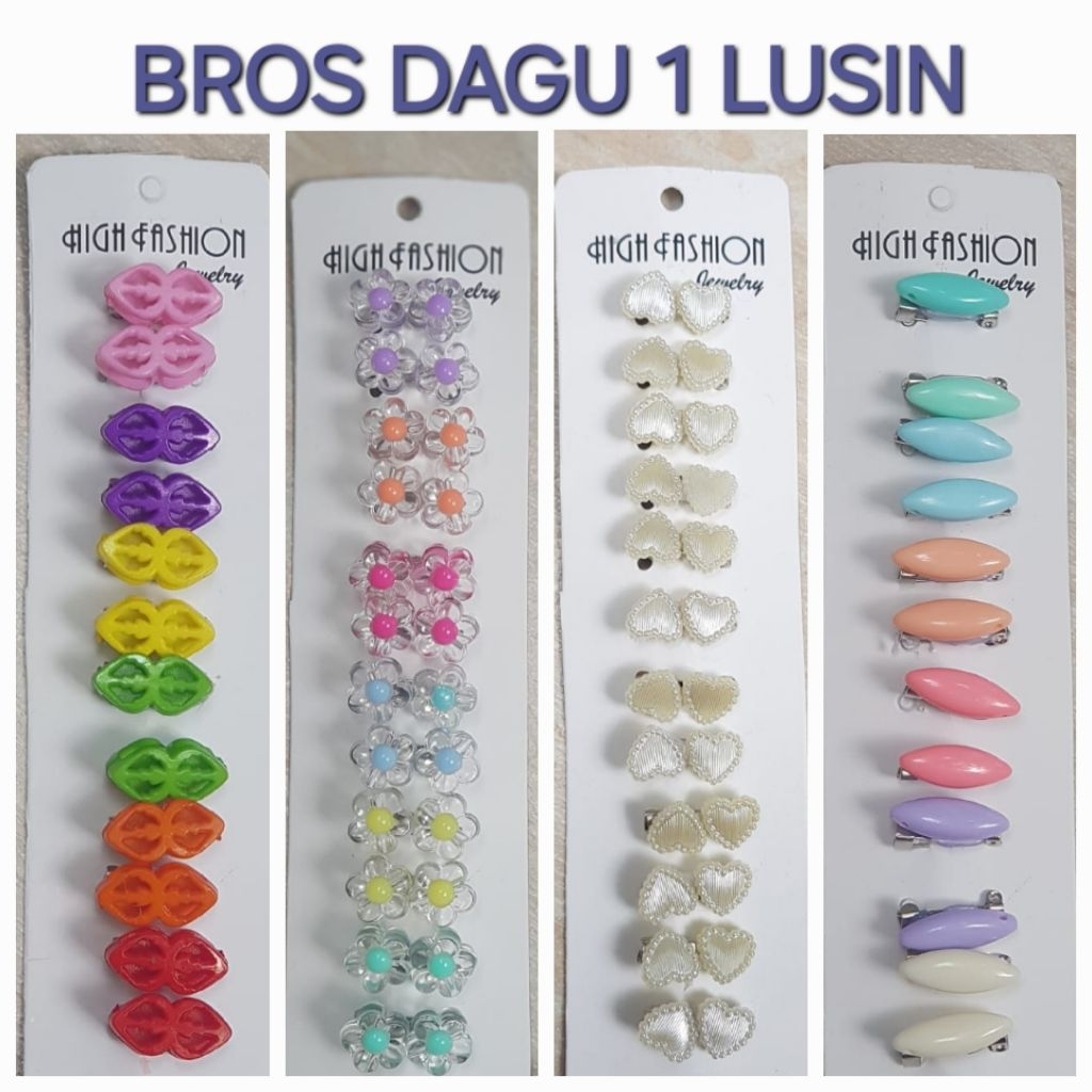 12 pc Bros Dagu Lusinan Bentuk Lucu Imut / Bros Lusin Grosir