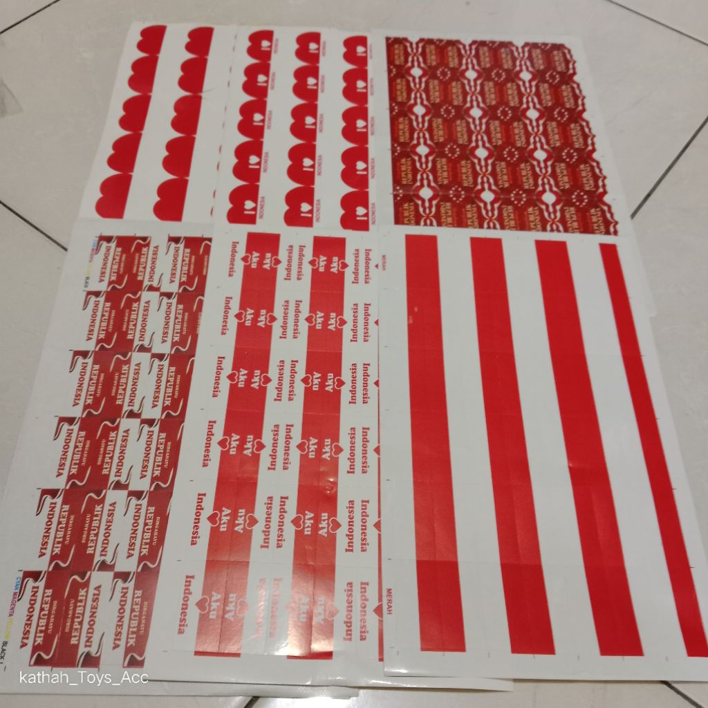 

10Lembar Stiker Pipi Merah putih Mix Model