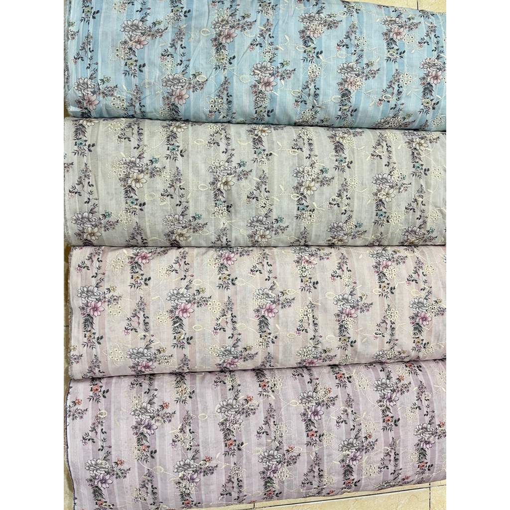 kain katun bordir bolong motif bunga