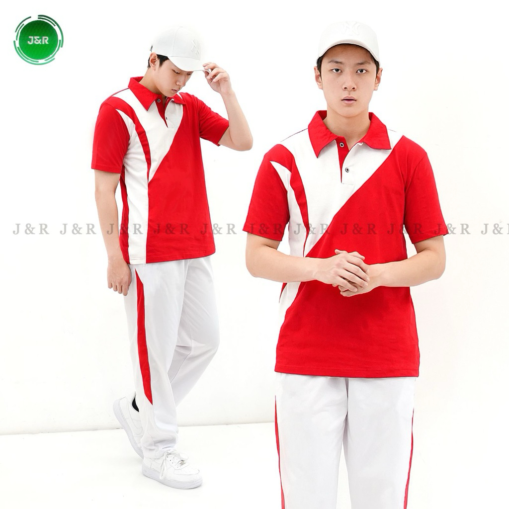 STELAN BAJU OLAHRAGA LENGAN PENDEK MERAH PUTIH 2025 NOVA