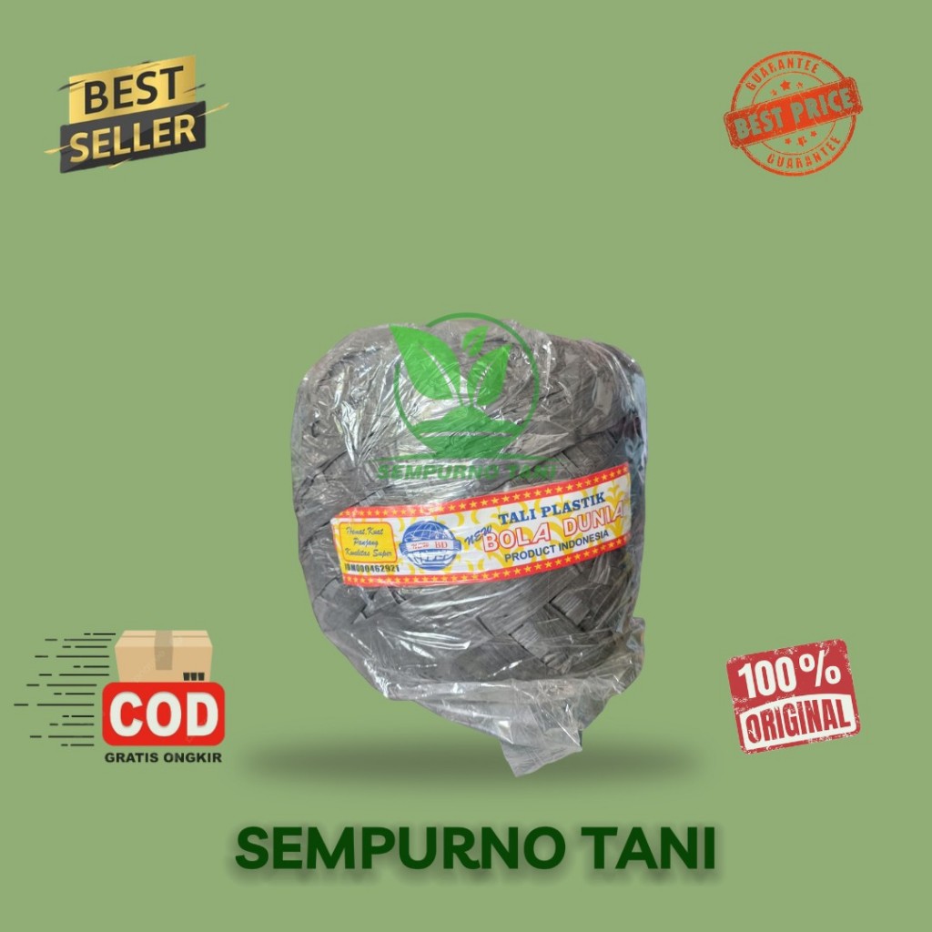 Bola Dunia Tali Rafia Plastik Hitam 800gr